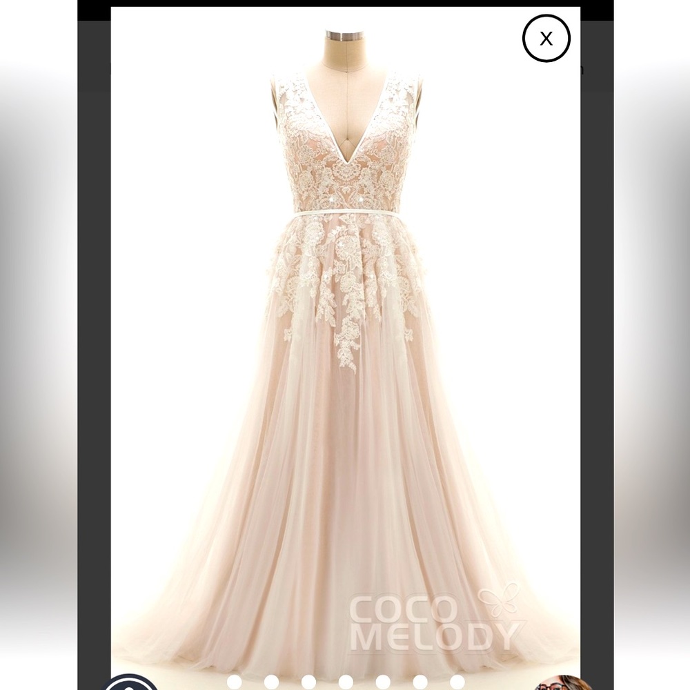A-Line Court Train Tulle And Lace Wedding Dress, Cocomelody NWT